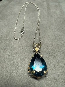 MICHAEL VALITUTTI NH GEMS EN VOGUE STERLING 925 VERMEIL Blue Topaz NECKLACE 18” - Picture 1 of 8