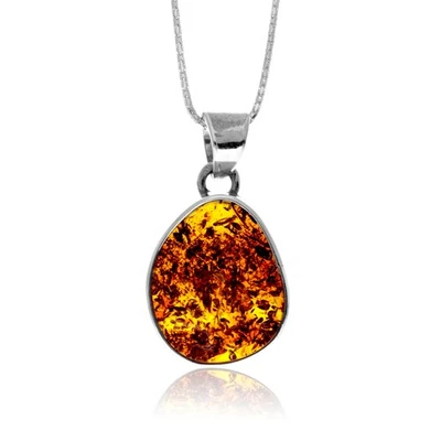 Argento Sterling 925 & Originale Color Cognac Baltica Ambra Exclusivo Unico - Immagine 1 di 3