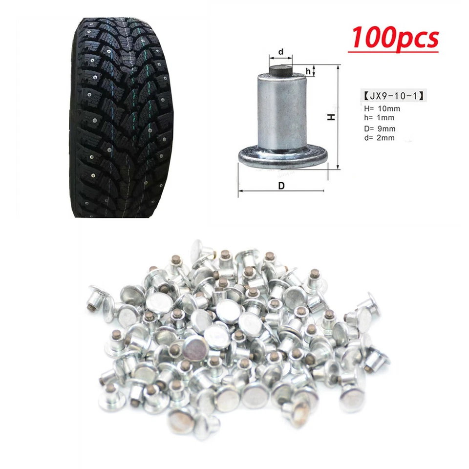 100 PIEZAS 9mm Coche Motocicleta Neumáticos Pernos Tornillos Picos Invierno Nieve Neumático Duradero Foto 1 de 4