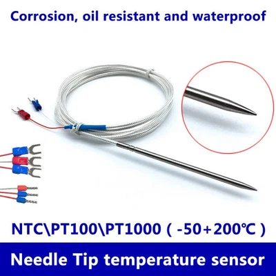 Temperature Sensor NTC PT100 PT1000 Class A 4×100mm Needle Probe SUS304 Shielded - Image 1 of 4
