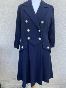BELLVILLE SASSOON VINTAGE 80s NAVY BLUE WOOL CREPE DRESS PRINCESS WALES COUTURE - Picture 1 of 12