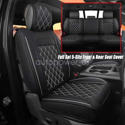 For 2009-2024 Dodge Ram 1500 2500 Leather Car Seat Covers Full Set Front & Rear Foto 1 de 4