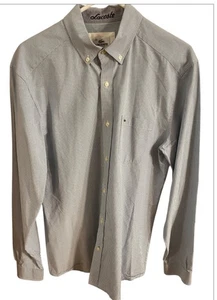 Lacoste men’s slim fit French collar cotton shirt, Medium Blue & White Checked - Picture 1 of 12