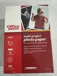 5 Packs - Office Depot Photo Paper 4x6 - Afbeelding 1 van 5