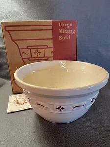 Longaberger Pottery L Lg Large Mixing Bowl Woven Traditions Red 10" Wide USA NIB - Picture 1 of 18