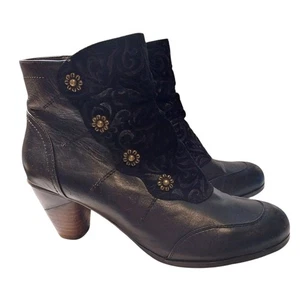 L'Artiste Spring Step Belgard Gr. 39 Leder/Wildleder Blockabsatz Stiefeletten Goth Boots - Bild 1 von 9