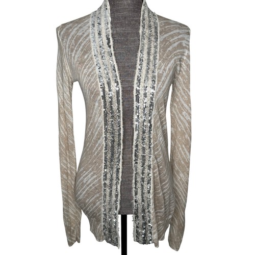 Maglione donna Tory Burch taglia XS paillettes cardigan spolverino aperto davanti maglia