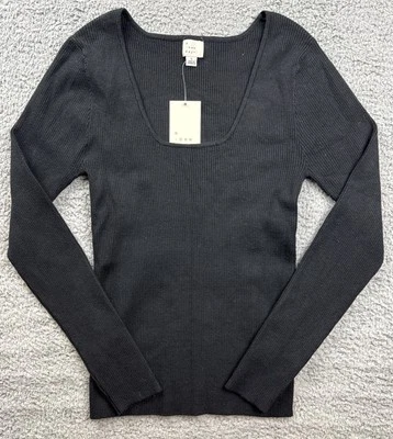 Suéter suéter negro cuello cuadrado talla grande A New Day para mujer Foto 1 de 4