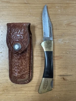 Case XX USA  1990 Mako Lockback Lock Blade knife basket weave leather sheath - Image 1 of 4