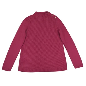 Talbots Damenpullover Medium rosa Baumwollmischung Strick Stehkragen goldene Knöpfe - Bild 1 von 9