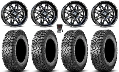 MSA Vibe 14" Wheels Black 30" Predator Tires Kawasaki Teryx Mule - Image 1 of 4