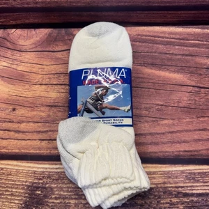 4 Pairs Vintage PLUIMA White Ankle Socks Thick Sports Size 10-13 Made in USA NEW - Picture 1 of 8