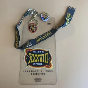 NFL Super Bowl XXXVIII 2004 Lanyard Pin and Keychain - Picture 1 of 3