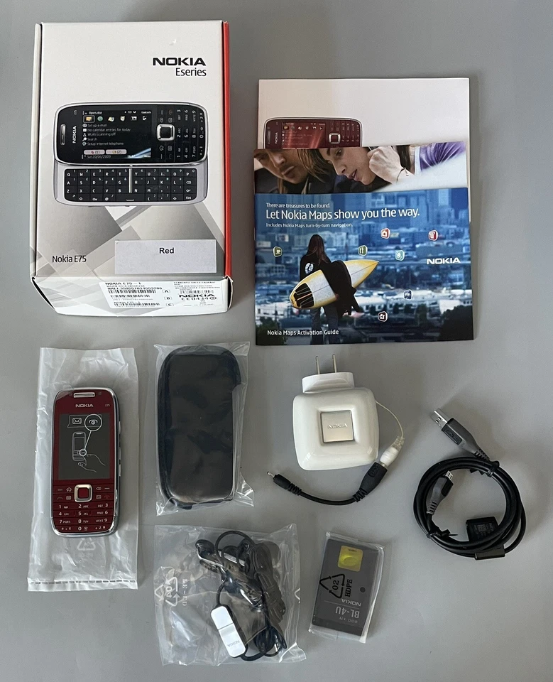 Nokia E75 Slider Phone — New Open Box — Complete — Red — See Description - Image 1 of 4
