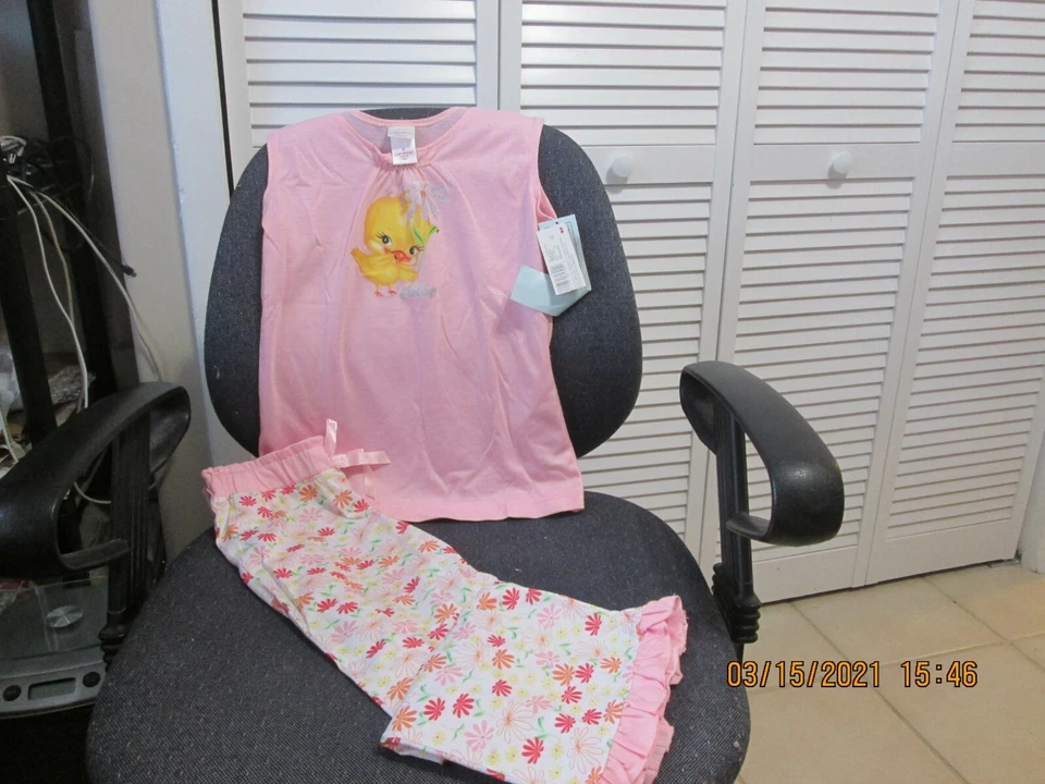 复活节女孩 Xhilaration 尺寸 8 中号 可爱小鸡睡衣休闲服睡衣新品 — 第 1/1 张图片