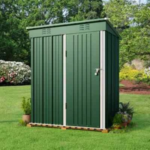 Aiho 5 ft. W X 3 ft. D Metal Vertical Storage Shed - Green - Picture 1 of 9