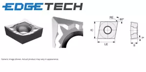 CCGT09T304-AL ET10U CCGT CARBIDE ALI TURNING INSERTS EUROPA TOOL EDGE TECH x 5 - Picture 1 of 10