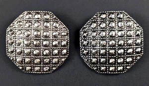 2 Vintage Faceted Metal Buttons WMCA Octagon Shape Loop Shank 1 1/8" - Picture 1 of 8