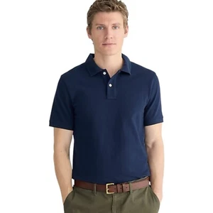 J Crew Navy Blue Classic Pique Short Sleeve Polo Mens Size XL Preppy Cotton - Picture 1 of 12