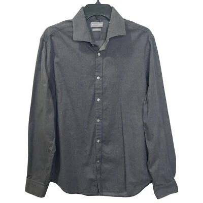 Camisa de vestir ajustada Michael Kors para hombre talla L 16 34/35 gris oscuro con puntos sutiles Foto 1 de 4