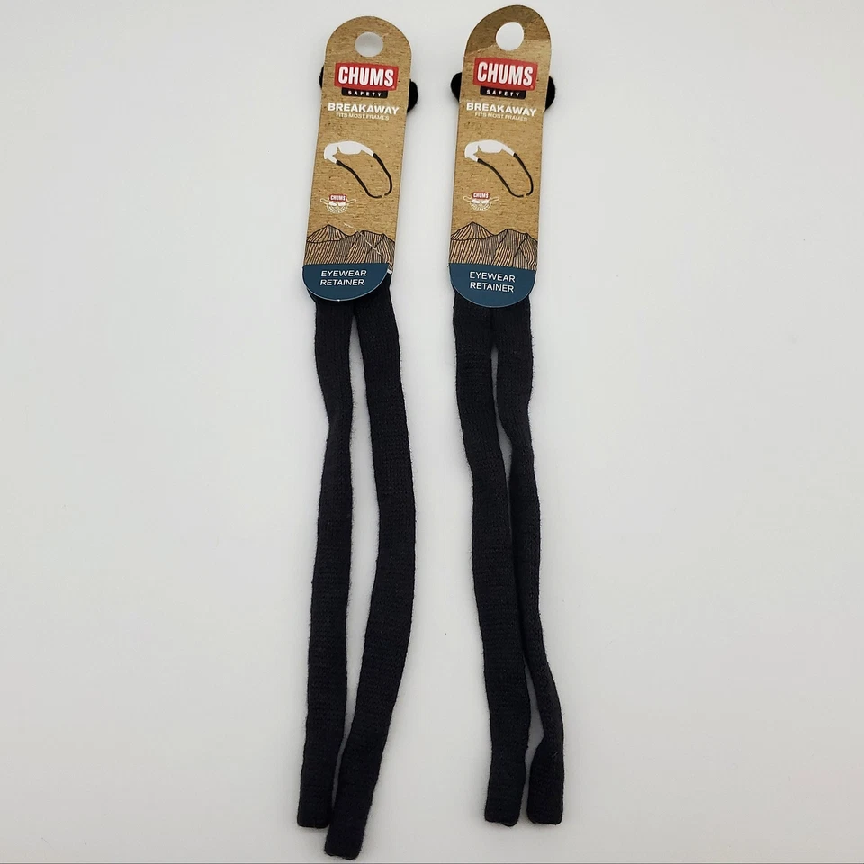 Paquete de 2 retenedores de gafas Chums Breakaway 13002100 de algodón negro para la mayoría de los marcos Foto 1 de 4