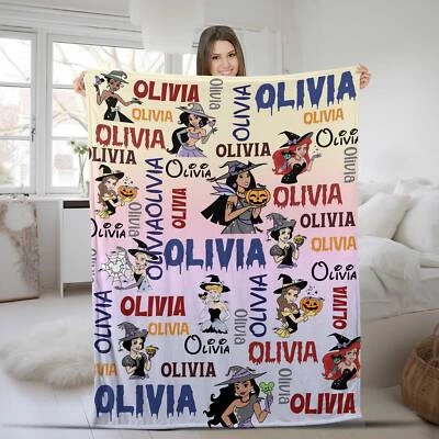 Personalized Watercolor Disney Princess Halloween Blanket/Spooky Season Disney - Image 1 of 4