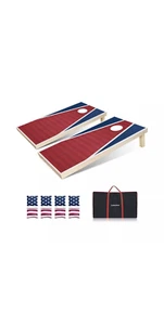 Corn Holes Outdoor Game Set: 4'x 2'/ 3'x 2' Solid Wood Cornhole Set w/ 2 Wood... - Picture 1 of 7
