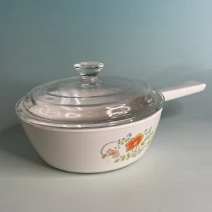 CORNING WARE P-81-B WILDFLOWER 1 Pint Saucepan & PYREX P-81-C Glass Lid - Picture 1 of 9