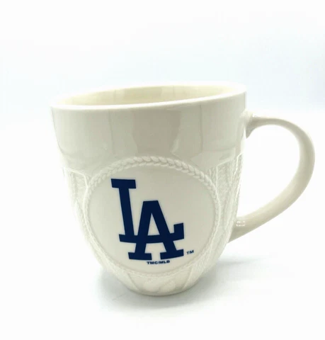 LA Dodgers Large Coffee Mug White Sweater Design with MLB Sticker Los Angeles Cover