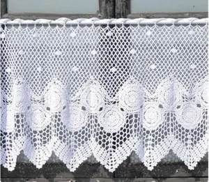 Hochwertige Scheibengardine Häkelspitze Blumen Motiv HANDARBEIT Landhaus Shabby - Bild 1 von 3