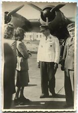 WWII ARCHIVE PHOTO: LUFTWAFFE PILOT, LADIES IN UNIFORMS & 4-ENGINE AIRCRAFT