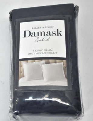 Ropa de cama Charter Club Damasco Sólido Euro Sham 210 Hilos Azul Marino Foto 1 de 4