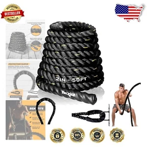 Heavy-Duty 1.5/2 Inch Workout Ropes with Protective Sleeve - 30,40,50 Feet - Picture 1 of 9