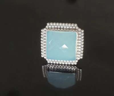 Anillo NICKY BUTLER Diseñador Firmado NB 925 Plata Esterlina Aqua Calcedonia Nuevo con Etiquetas Foto 1 de 4