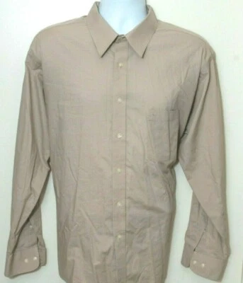 Pierre Cardin Mens Button up Dress Shirt Size 18 34–35 Tan Cotton Poly Long Slv - Image 1 of 4