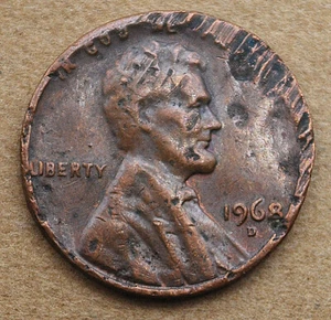 1968-D Lincoln Penny Defective Planchet Mint Error - Not Cleaned - Picture 1 of 2