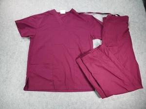 allheart Scrub Set Womens Small Burgundy Cargo Pant & Top - Picture 1 of 21