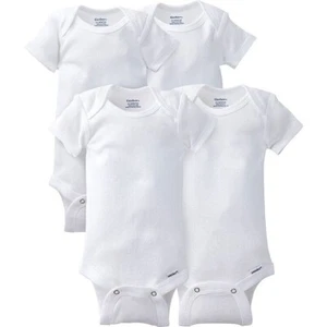 Gerber Baby Unisex White Onesies 4 Pack NEW Short Sleeve Bodysuits 6-9mo - Picture 1 of 5