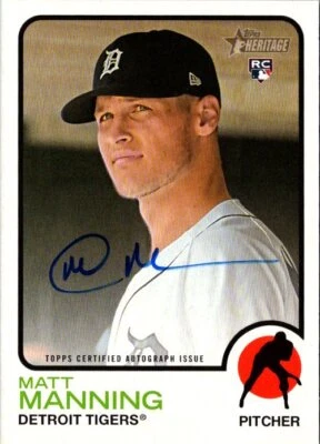 2022 Topps Heritage Rookie Real One Autograph Blue Ink Matt Manning RC - Image 1 of 2