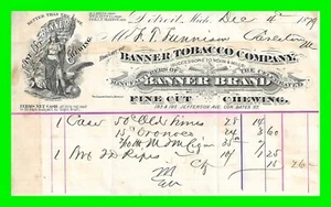 1879 Detroit MI Banner Tobacco C. Banner Brand Fine Cut Chewing Letter Head Bill - Bild 1 von 4