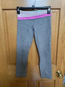 Ivivva Girls 8 Gray Heathered Leggings Ankle Length Stretchy Athletic GUC - Picture 1 of 5