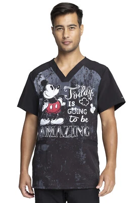 Mickey Mouse Cherokee Scrubs Disney Infinity Mens V Neck Top CK676 MKDZ - Image 1 of 4