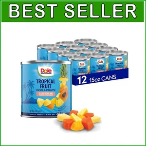 Verzehrfertige tropische Früchte in Sirup - Papaya & Ananas 15,25 Unzen Dose - 12er Pack - Bild 1 von 8