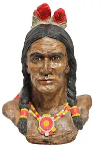 Vintage (1974) Indianer Häuptling 20" Skulptur Büste/Statue - White Art Studios - Bild 1 von 9