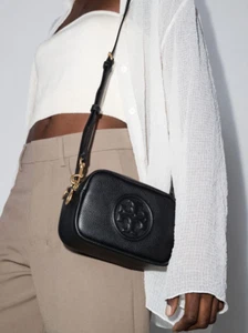 NEU Tory Burch Perry Bombe Umhängetasche schwarz genarbtes Leder - $ 398 - Bild 1 von 11