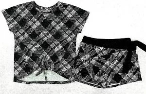 T-shirt e pantaloncino bambina Art & Eden 4 vie elasticizzato grigio e bianco set 2 pezzi taglia 5 - Foto 1 di 7
