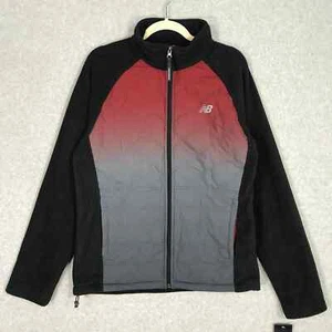 New Balance Jacket Mens Medium Black Red Fleece Puffer Quilted Warm Pockets - Picture 1 of 9