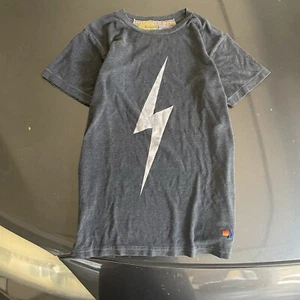 Aviator Nation T Shirt Kids size 12 Grey Lighting Bolt Graphic Made USA Logo Tee - Picture 1 of 4