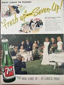 1946 Vintage 7upsoda print ad. fresh up with 7UP. - Picture 1 of 1