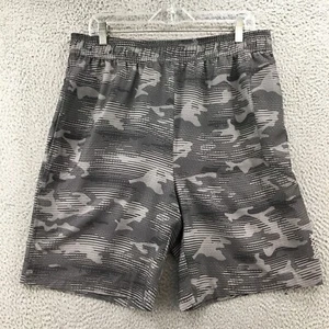 Reebok Short Pants Mens Large Gray Camouflage Polyester Blend Elastic Waistband - Picture 1 of 14